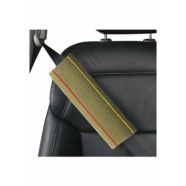 Elegant Fabric Seat Belt Shoulder Pads Beige Color Set of 2