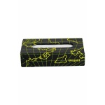Nappa Leather Globe Tissue Box Black and Yellow