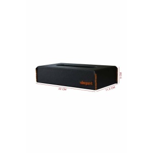 Elegant Nappa Leather Tissue Box Black and OrangeDashboard Accessories