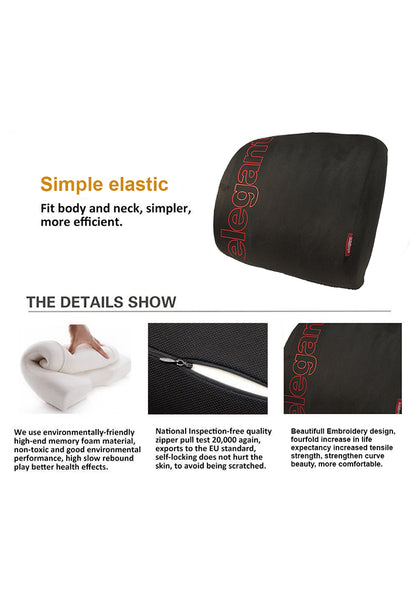 Elegant Active Memory Foam Lumbar Support Pillow Black