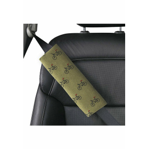 Fabric Seat Belt Shoulder Pads Beige Cycle Set of 2