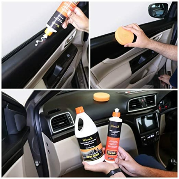 Wavex Dashboard Polish and Leather Conditioner+Protectant (1 Kg) with Microfiber Towel and Foam Applicator