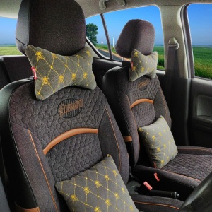 Elegant Car Comfy Pillow And Neck Rest Grey Bee Set of 4 Design CU07