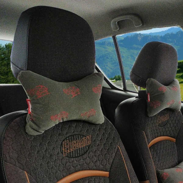 Elegant Comfy Car Neck Rest Pillow Grey Set of 2 CU11