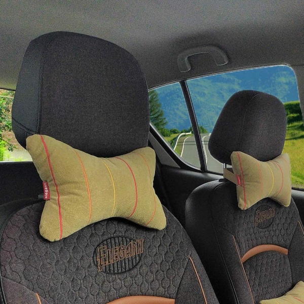 Elegant Comfy Car Neck Rest Pillow Beige Set of 2 CU06