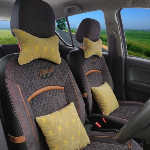 Elegant Car Comfy Pillow And Neck Rest Beige Bee Set of 4 Design CU07