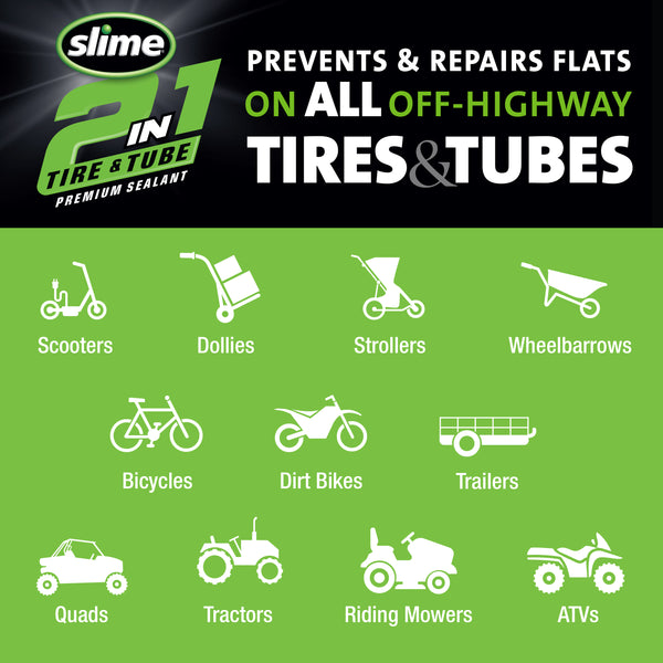 Slime 2-in-1 Tire & Tube Premium Sealant 473 Ml - Suitable for All Off-Highway Tires and Tubes