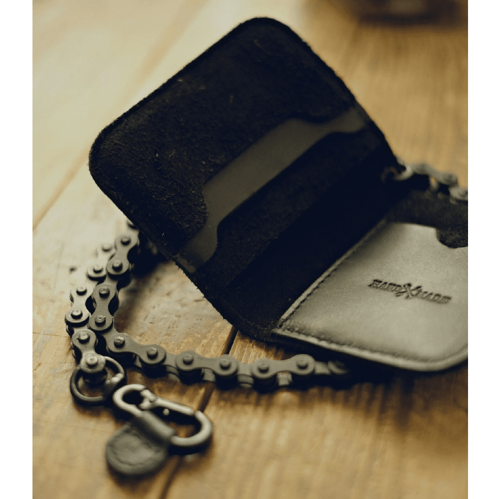 Black Leather Wallet/Moto Wallet