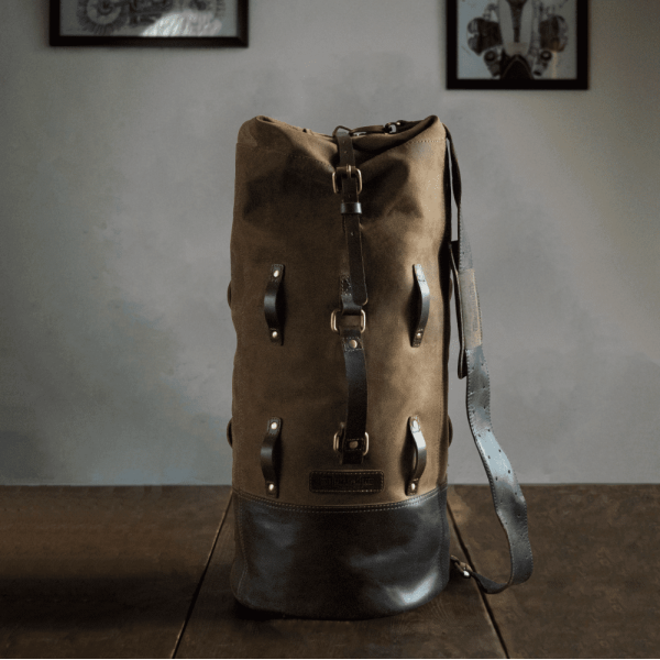 Leather Tobacco Brown Military Duffel Bag