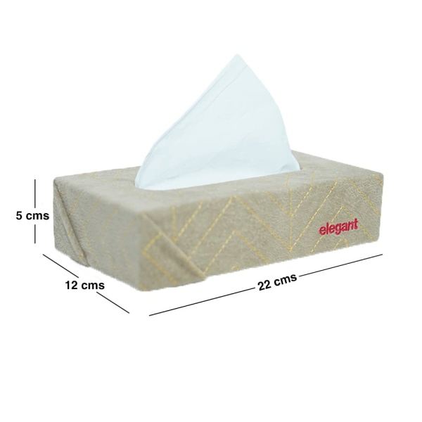 Elegant Fabric Tissue Box Beige Line Design CU09