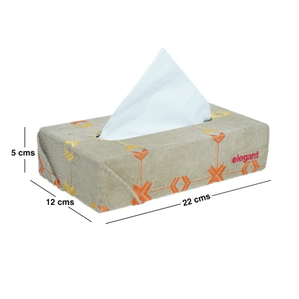 Elegant Fabric Tissue Box Beige Square Design CU10