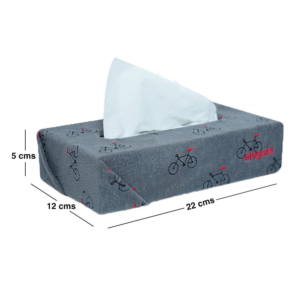Elegant Fabric Tissue Box Grey Cycle Design CU02