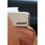 Elegant Nappa Leather Tissue Box Beige and BlackDashboard Accessories