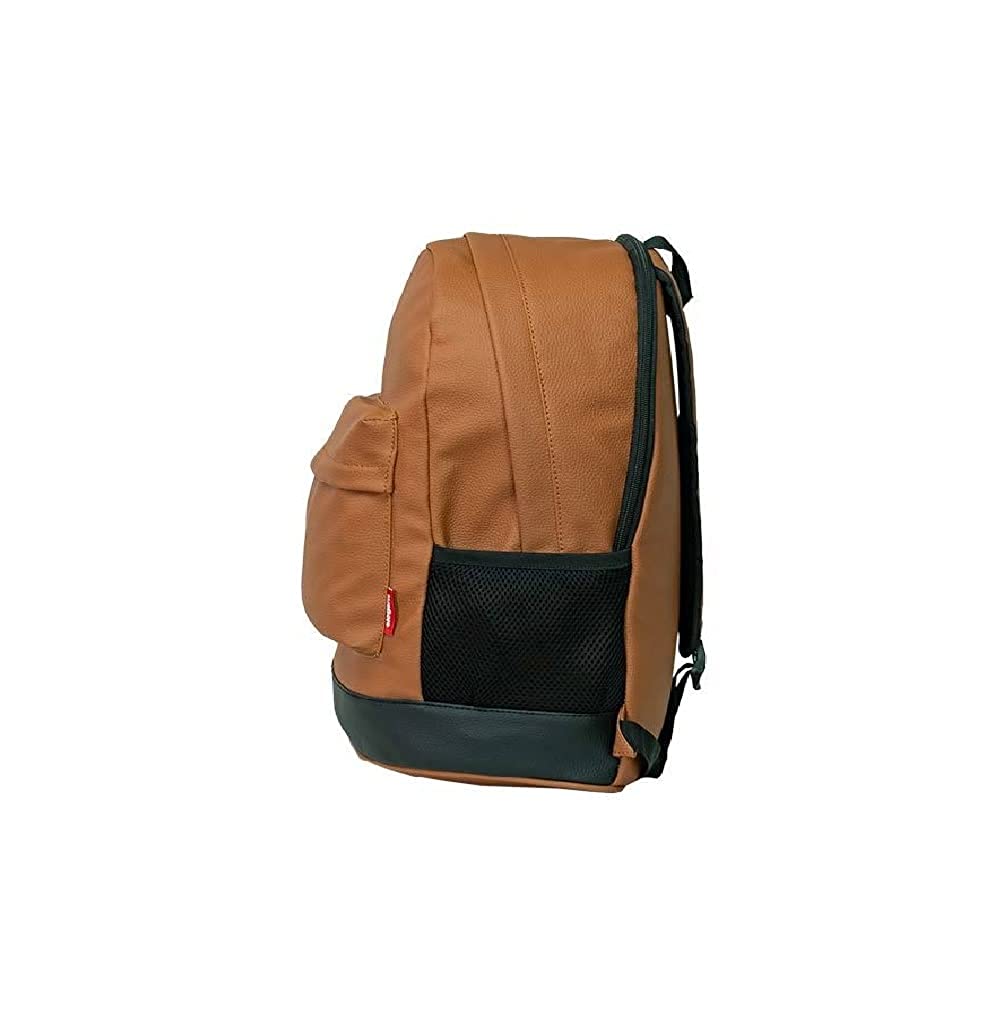 Elegant Leatherette Laptop Backpack Tan and Black