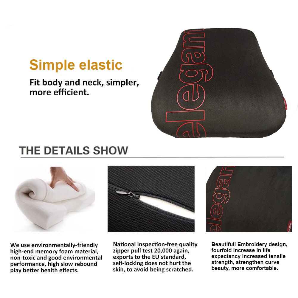 Elegant Memory Foam Slim Full Active Back Support Car Pillow Black