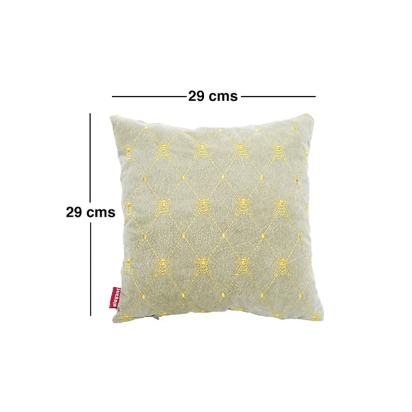 Elegant Comfy Cushion Pillow Beige Bee Design Set of 2 CU07