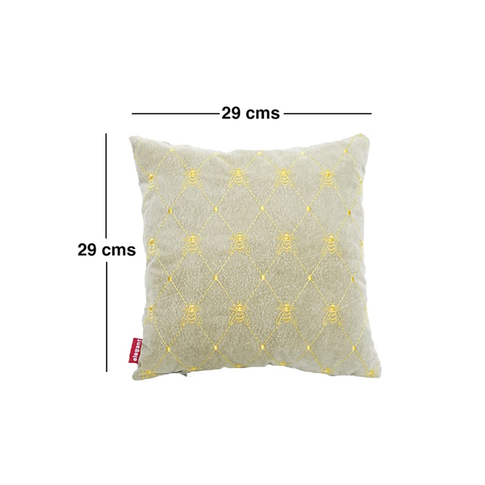 Elegant Comfy Cushion Pillow Beige Bee Design Set of 2 CU07