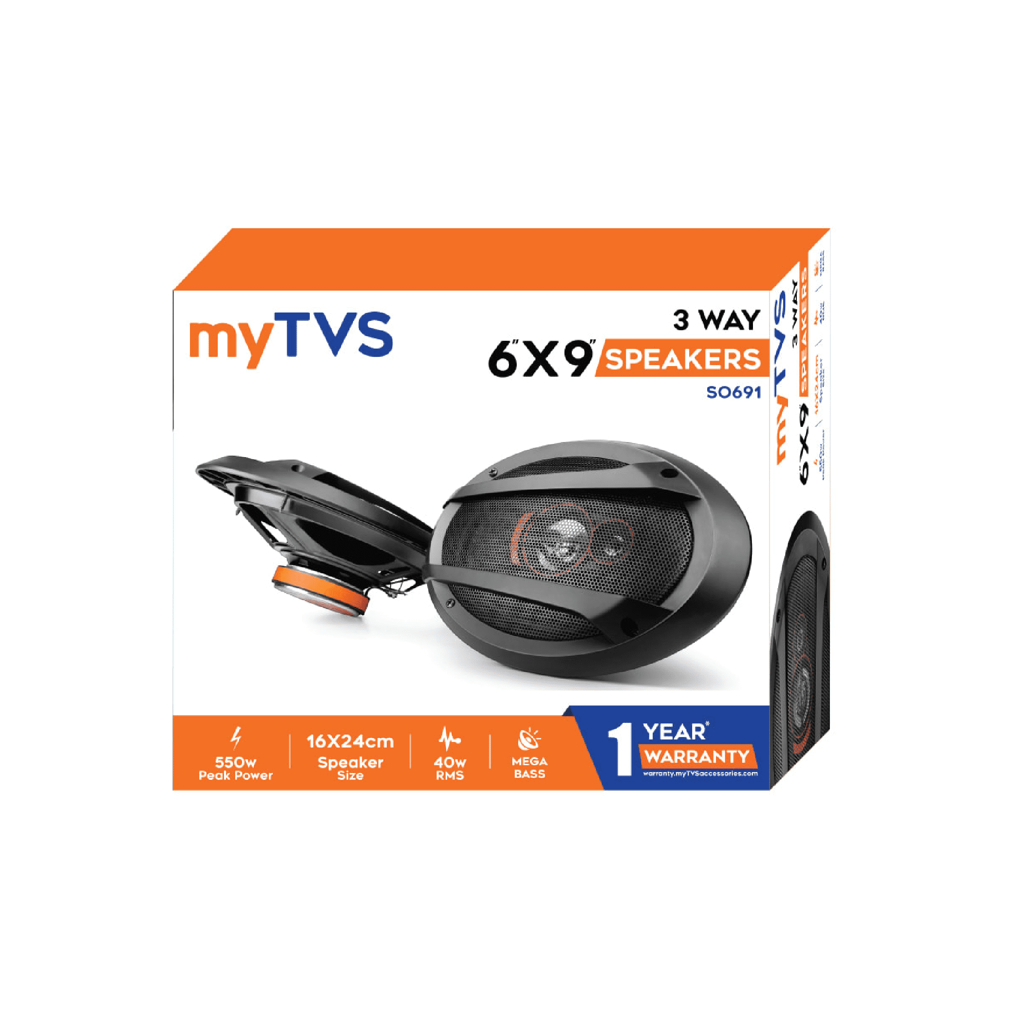 myTVS SO691 6"X9" 3 Way Oval Car Speakers