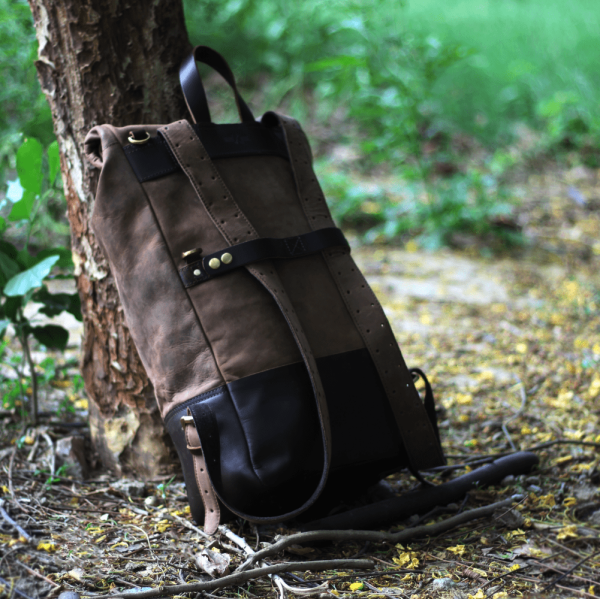 Classic Roll Top Tobacco Brown Backpack Pannier