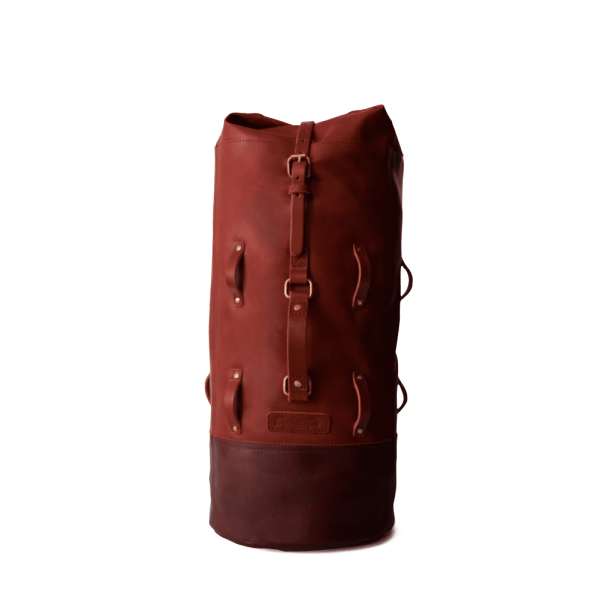 Leather Cherry Red Military Duffel Bag