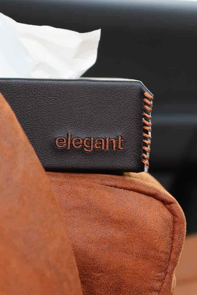 Elegant Nappa Leather Tissue Box Black and Tan