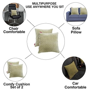 Elegant Comfy Car Neck Rest Pillow Grey Square Design Set of 2 CU10