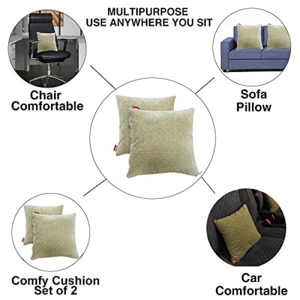 Elegant Comfy Cushion Pillow Beige Line Design Set of 2 CU09