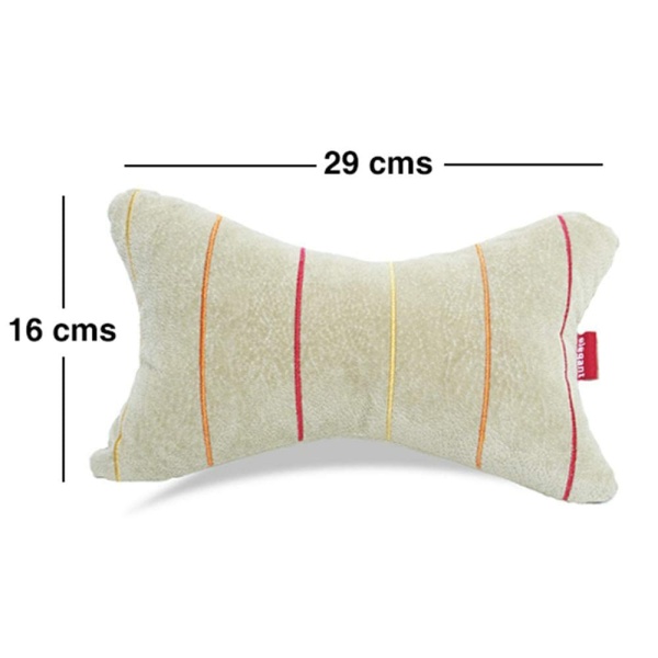 Elegant Comfy Car Neck Rest Pillow Beige Set of 2 CU06