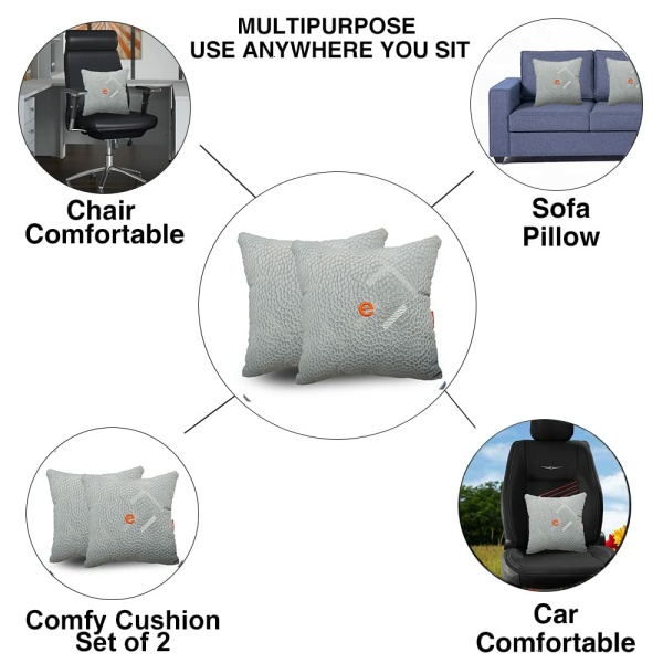 Elegant Silky Grey Car Cushion Pillow Set of 2