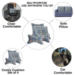 Elegant Car Comfy Pillow And Neck Rest Grey Square Set of 4 Design CU10
