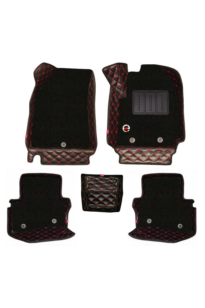 Elegant Royal 7D Car Floor Mat Black and Red Compatible With Merc E220 2022 Onwards