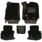 Elegant Royal 7D Car Floor Mat Black and White Compatible With Kia Carens 6 Seater