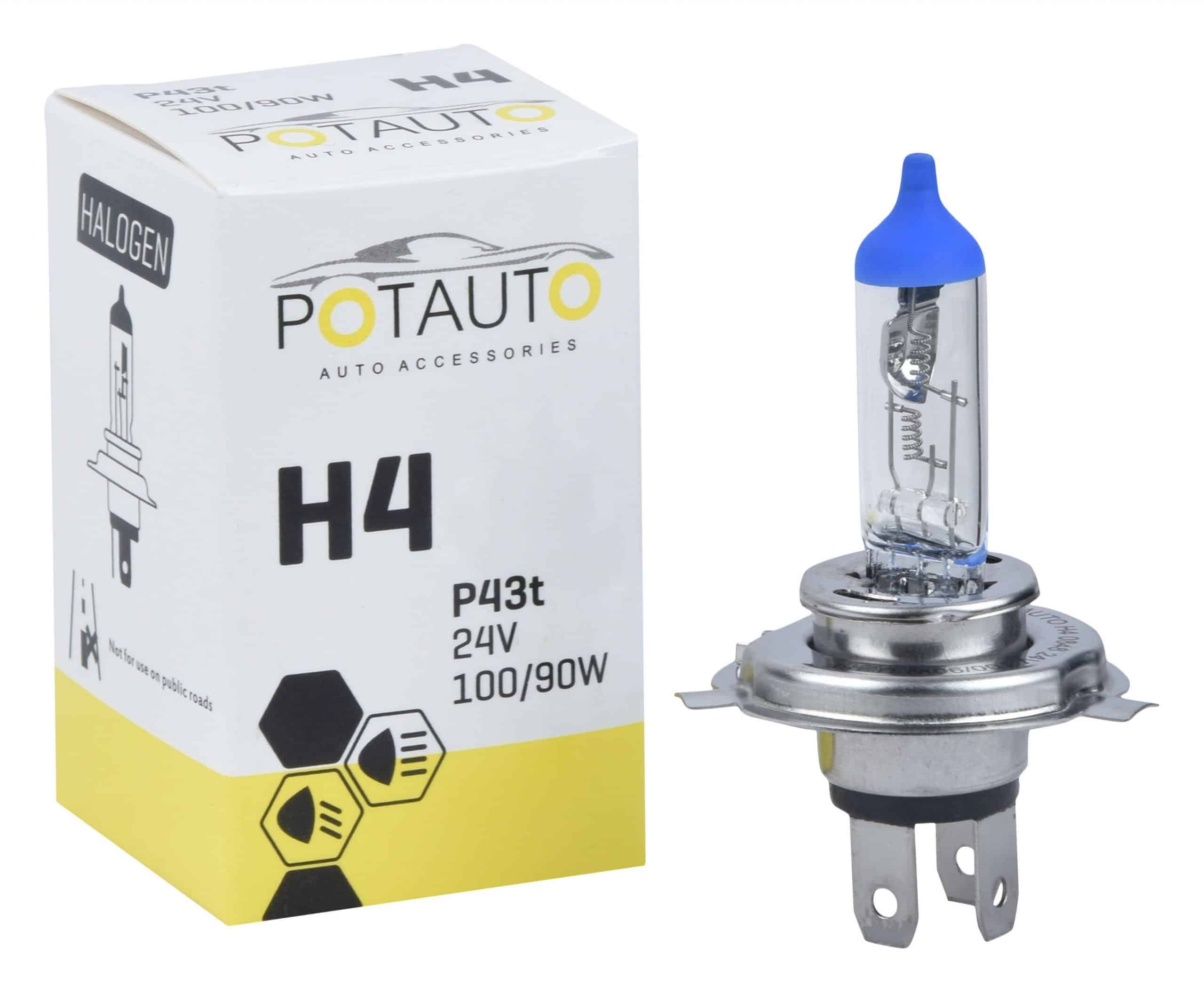 Potauto H4 Headlight Bulb P43t 24V 100/90W