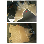 Elegant Luxury Leatherette Car Floor Mat Beige Compatible With Mahindra Xuv700 7 Seater