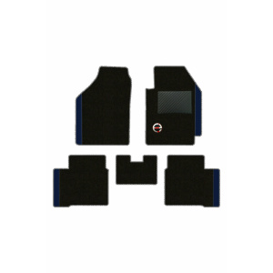Elegant Duo Carpet Car Floor Mat Black and Blue Compatible With Kia Sonet