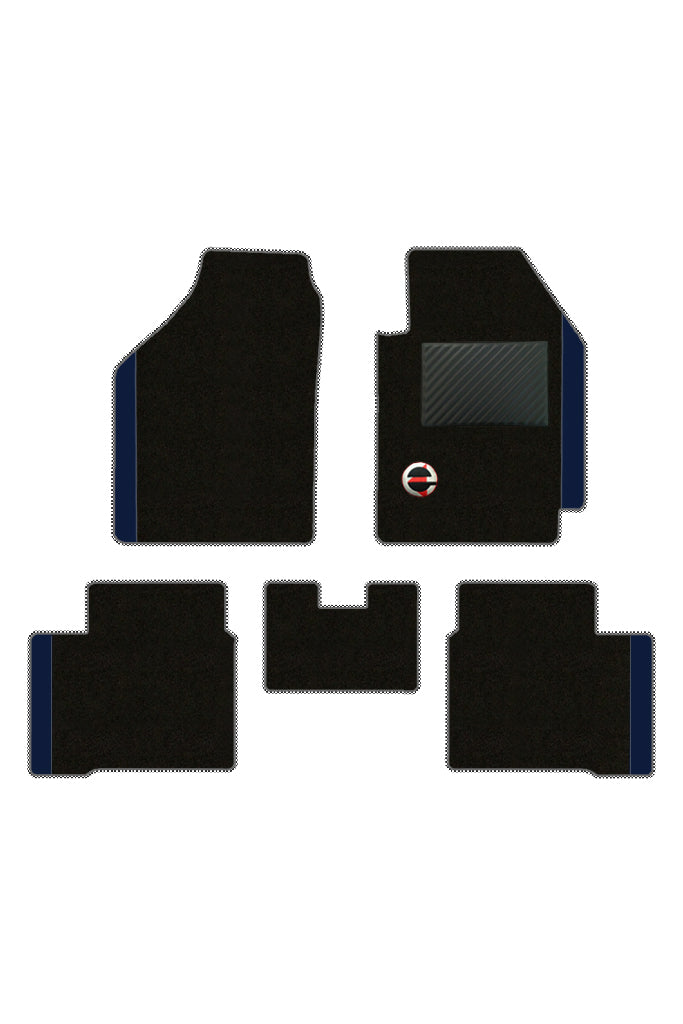 Elegant Duo Carpet Car Floor Mat Black and Blue Compatible With Datsun Redi Go