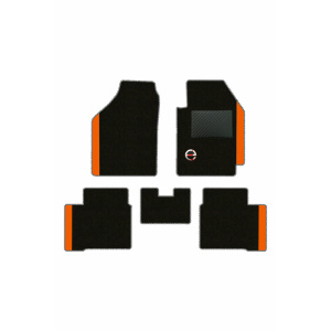 Elegant Duo Carpet Car Floor Mat Black and Orange Compatible With Volkswagen Polo