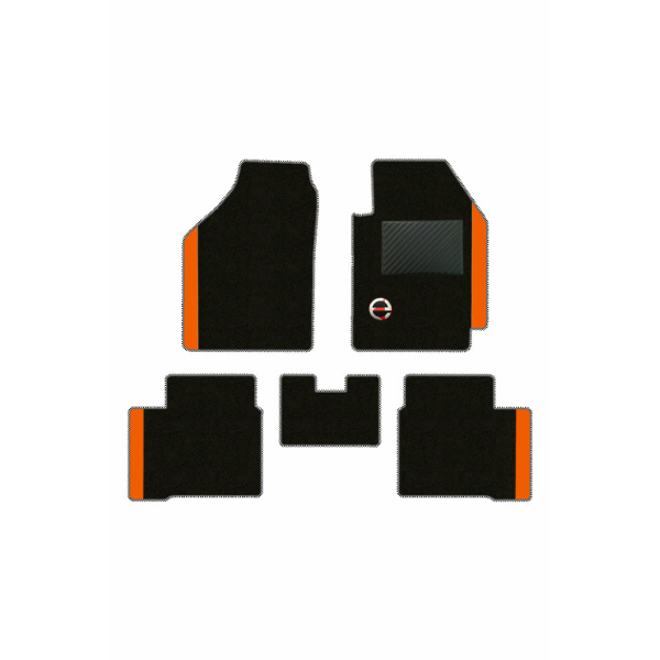Elegant Duo Carpet Car Floor Mat Black and Orange Compatible With Bmw X1