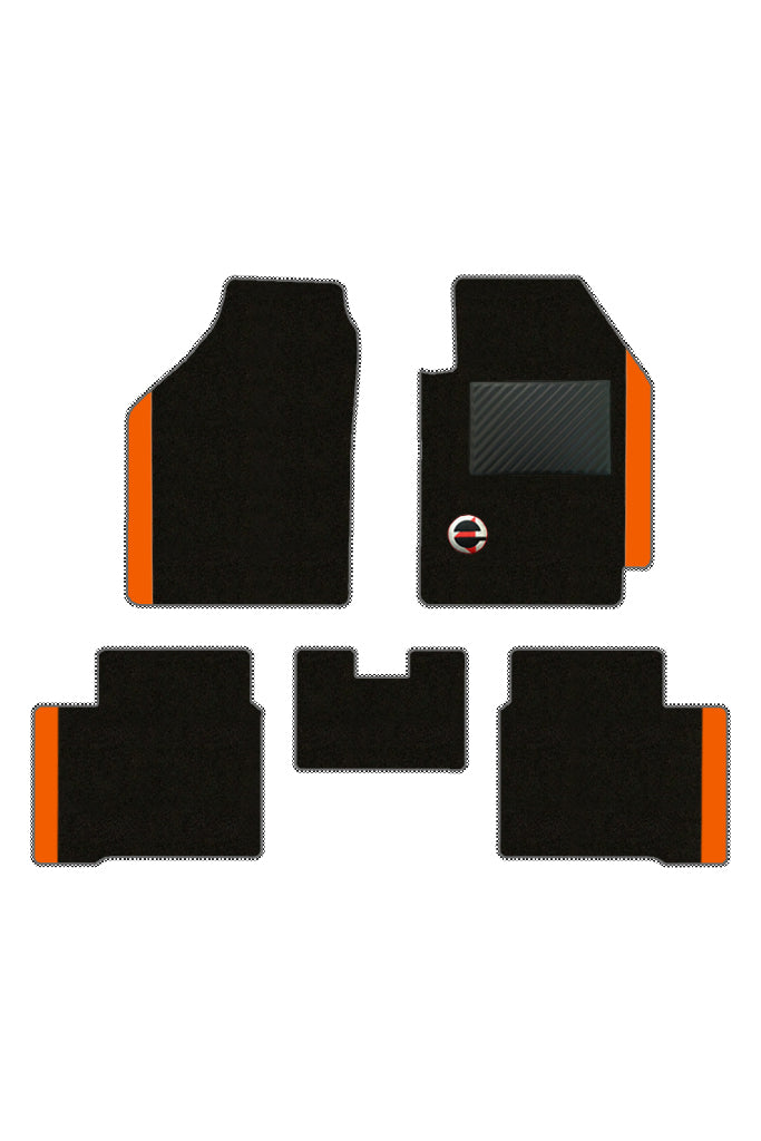 Elegant Duo Carpet Car Floor Mat Black and Orange Compatible With Citroen C3