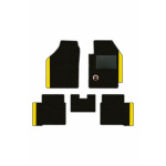 Elegant Duo Carpet Car Floor Mat Black and Yellow Compatible With Honda Brio