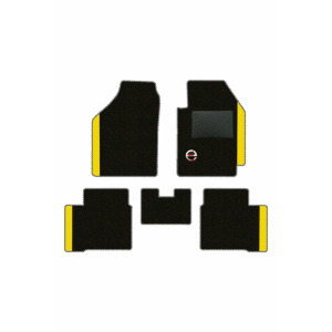 Elegant Duo Carpet Car Floor Mat Black and Yellow Compatible With Maruti Baleno 2015-2021