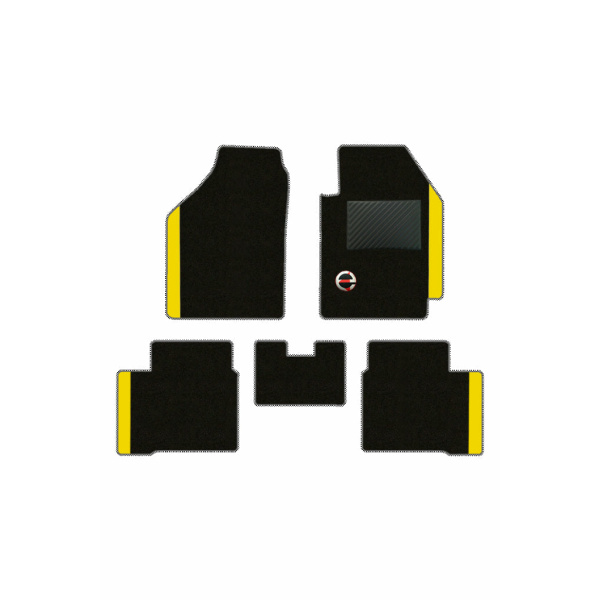 Elegant Duo Carpet Car Floor Mat Black and Yellow Compatible With Kia Seltos