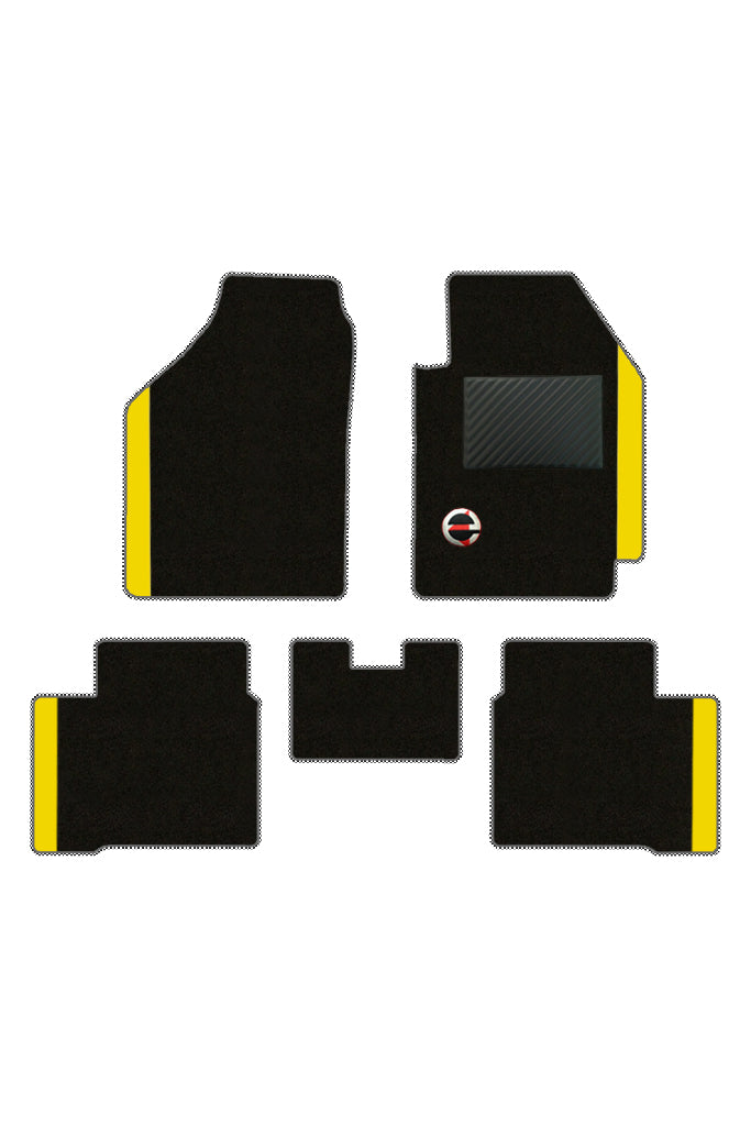 Elegant Duo Carpet Car Floor Mat Black and Yellow Compatible With Ford Ecosprt