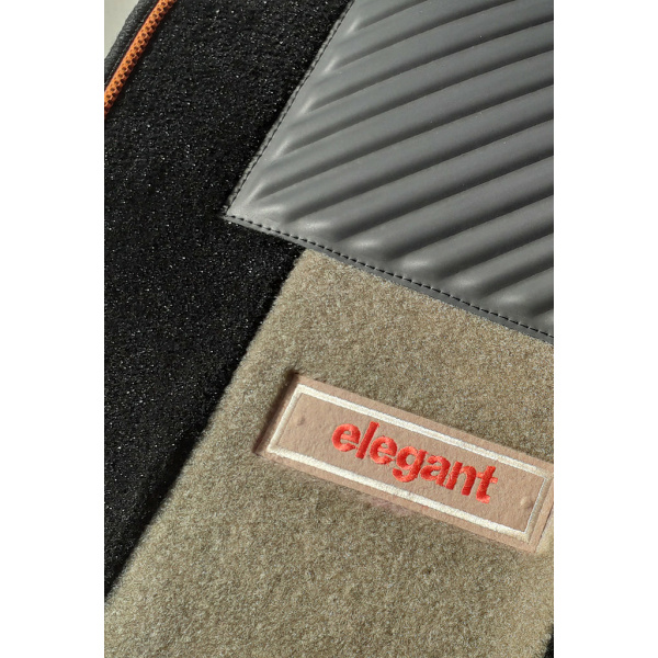 Elegant Edge Carpet Car Floor Mat Beige and Black Compatible With Skoda Rapid
