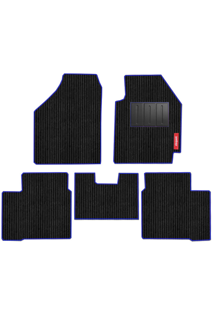 Elegant Cord Carpet Car Floor Mat Black and Blue Compatible With Maruti Brezza 2016-2021