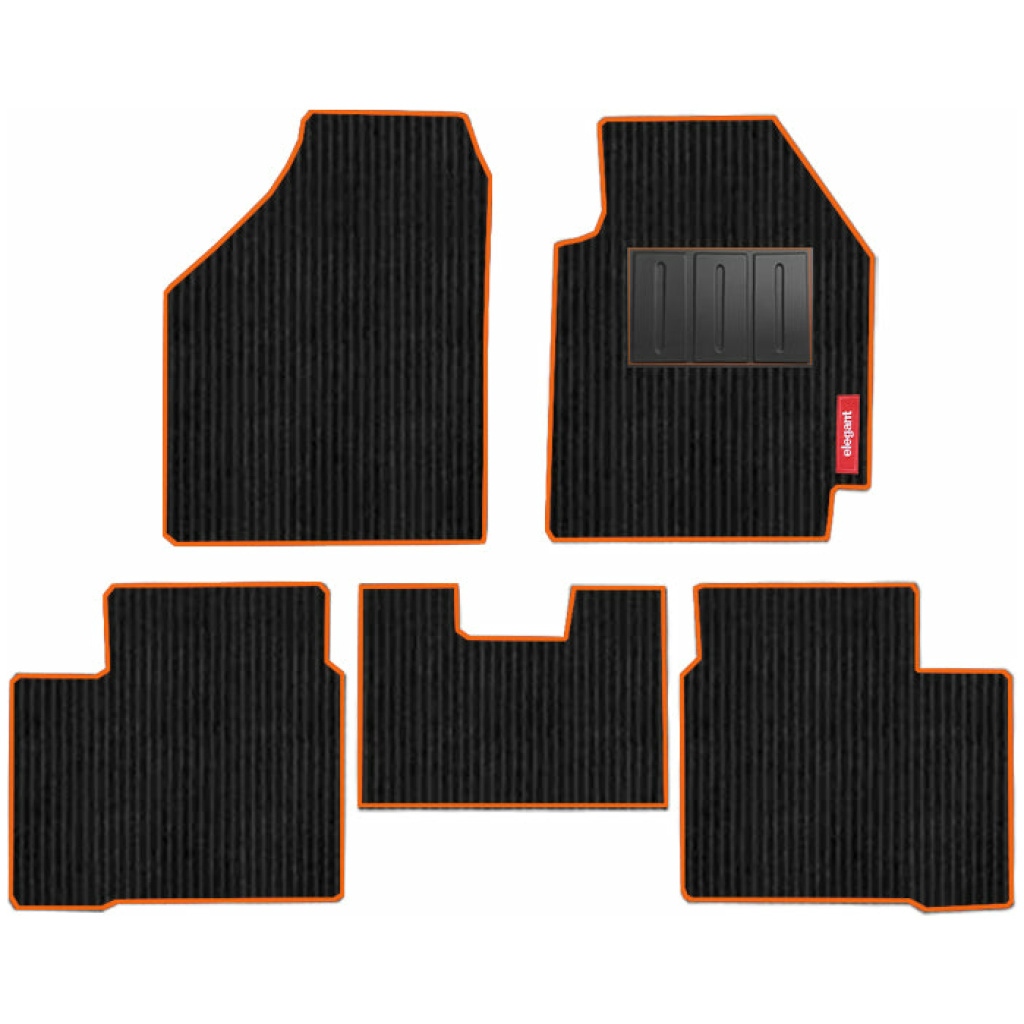 Elegant Cord Carpet Car Floor Mat Black and Orange Compatible With Mercedes Gla 200D