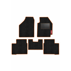 Elegant Cord Carpet Car Floor Mat Black and Orange Compatible With Ford Ecosport 17 Onwards