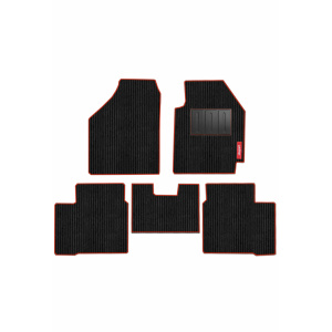 Elegant Cord Carpet Car Floor Mat Black and Red Compatible With Skoda Laura
