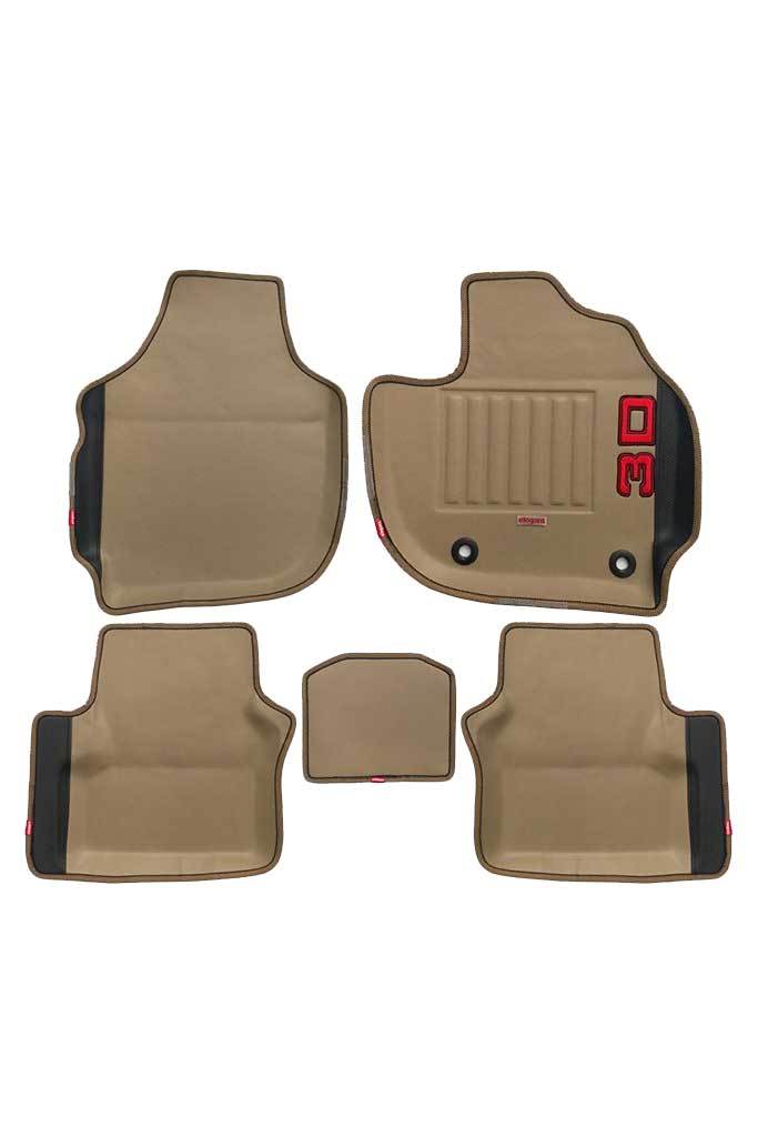 Elegant Diamond 3D Car Floor Mat Beige and Black Compatible With Ford Aspire