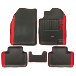 Elegant Diamond 3D Car Floor Mat Black and Red Compatible With Audi A4